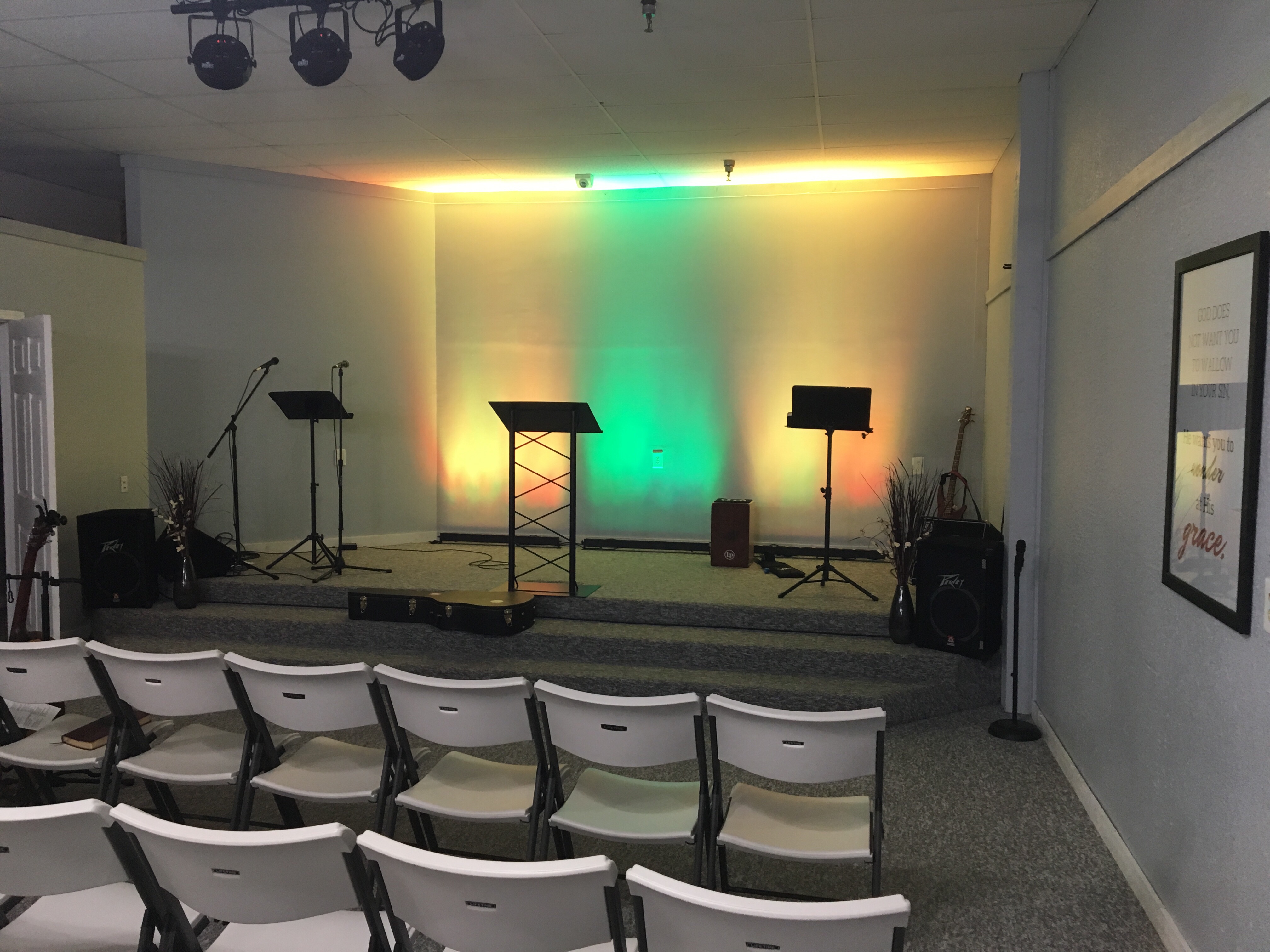 Stage Lighting Installation At Grace Community Church In