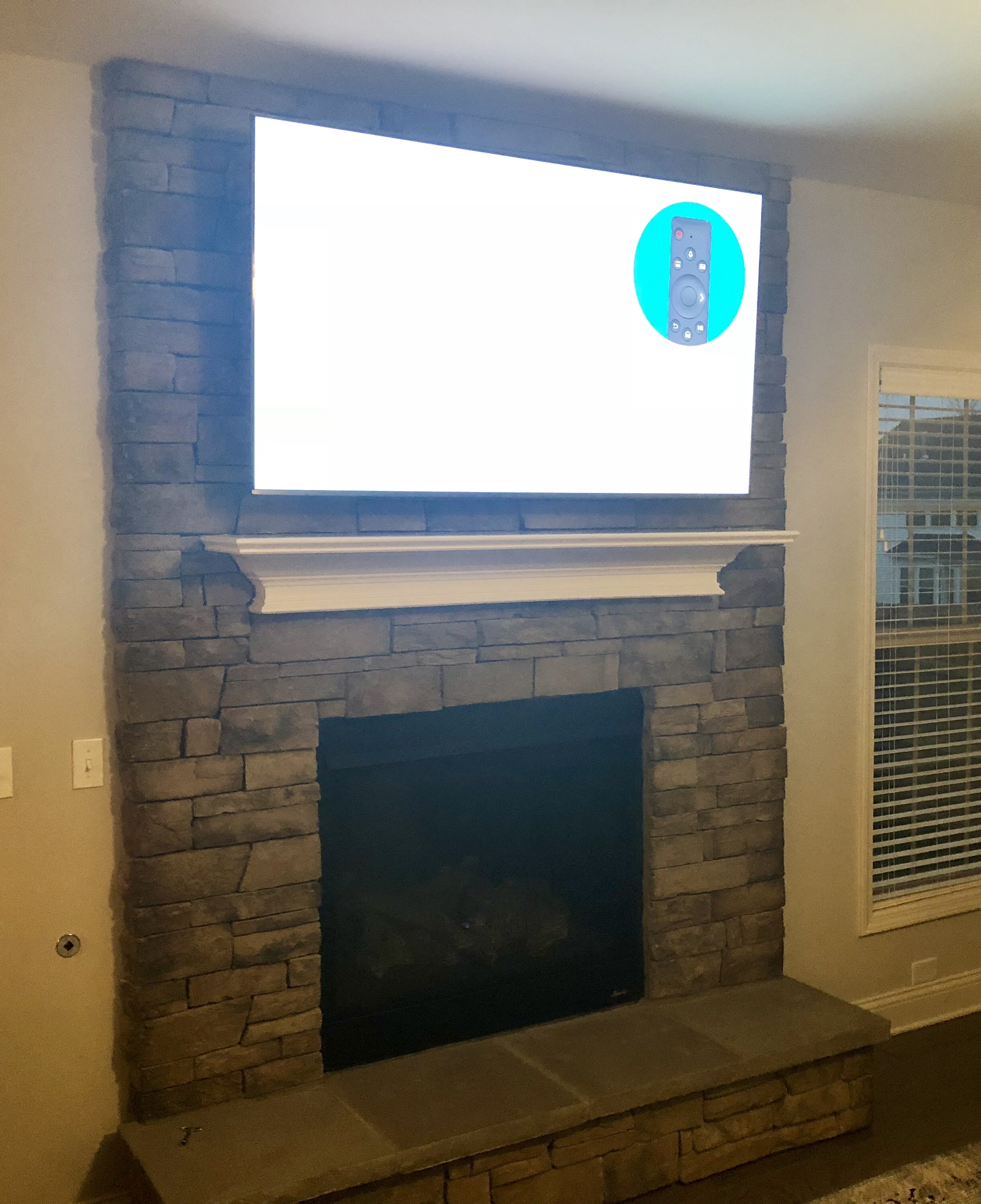 Professionally Installed TV on Rock or Stone Fireplace • Lexington KY